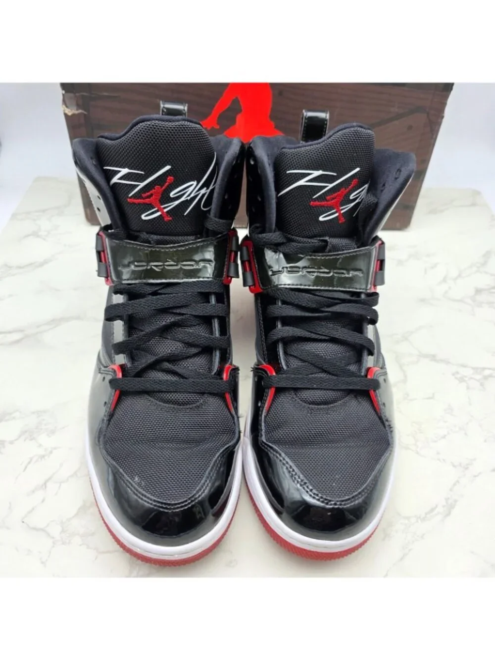 Nike Air Jordan Flight 45 High Bred Mens Size 13 Black Varsity Red White Sneaker